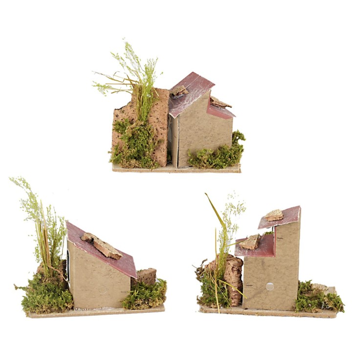 Serie 3 de casas en la distancia cm 14x9x15 h