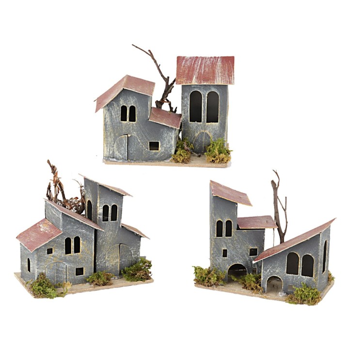 Series 3 of houses in the distance cm 14x9x10 h