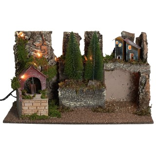 Pesebre iluminado con molino cm 60x35x35h