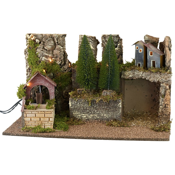 Pesebre iluminado con molino cm 60x35x35h