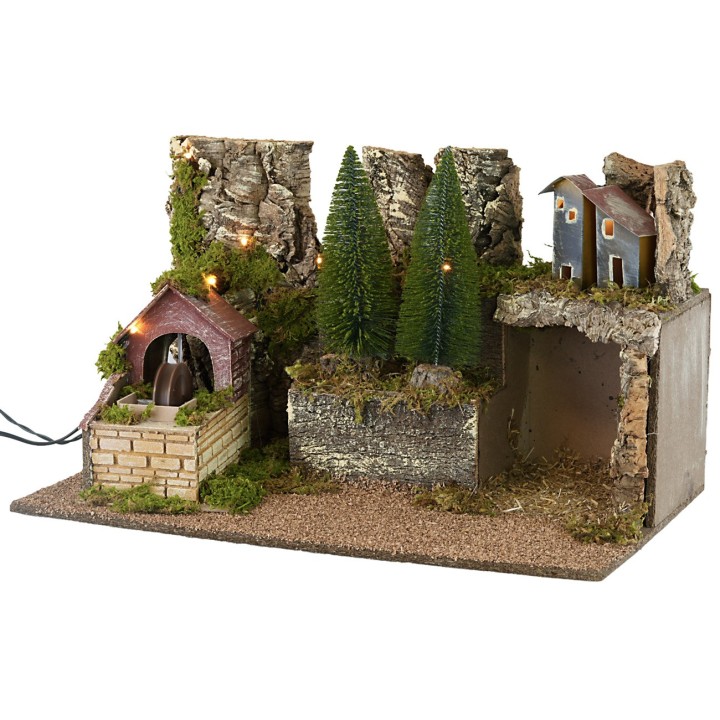 Pesebre iluminado con molino cm 60x35x35h
