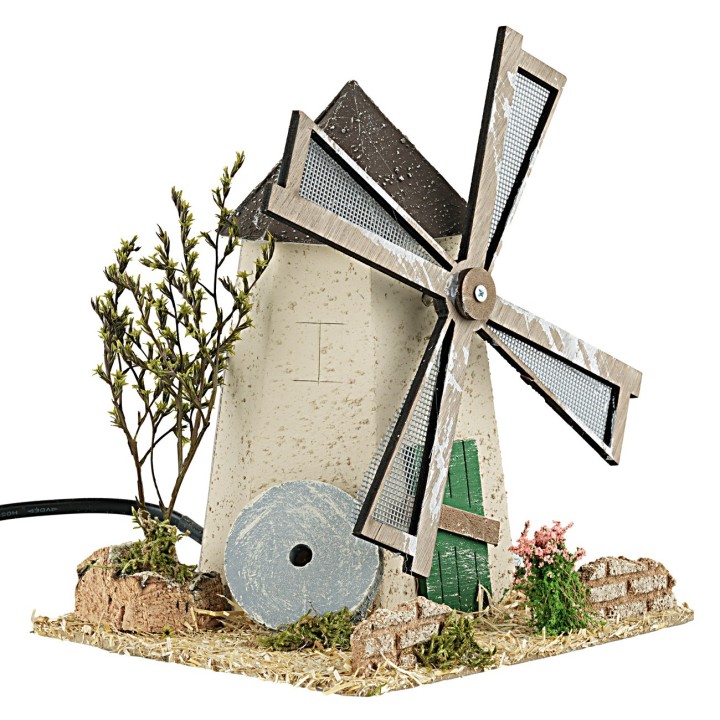 Rustic windmill with working wheel 17x16x19
