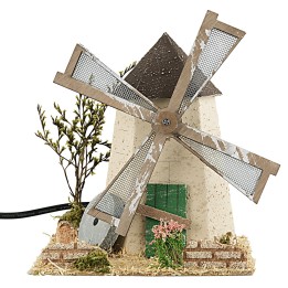 Rustic windmill with working wheel 17x16x19