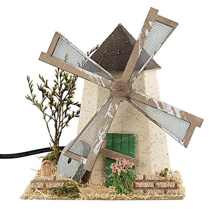Rustic windmill with working wheel 17x16x19