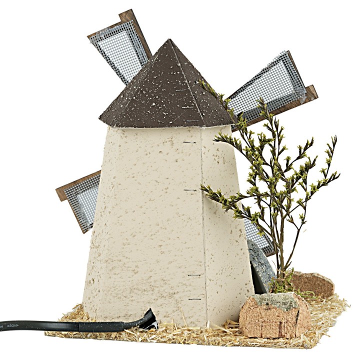 Rustic windmill with working wheel 17x16x19