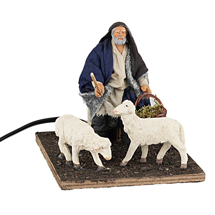 Pastor con ovejas 12 cm en movimiento