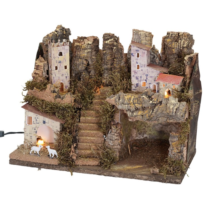Presepe con luci cm 33x18x24 h