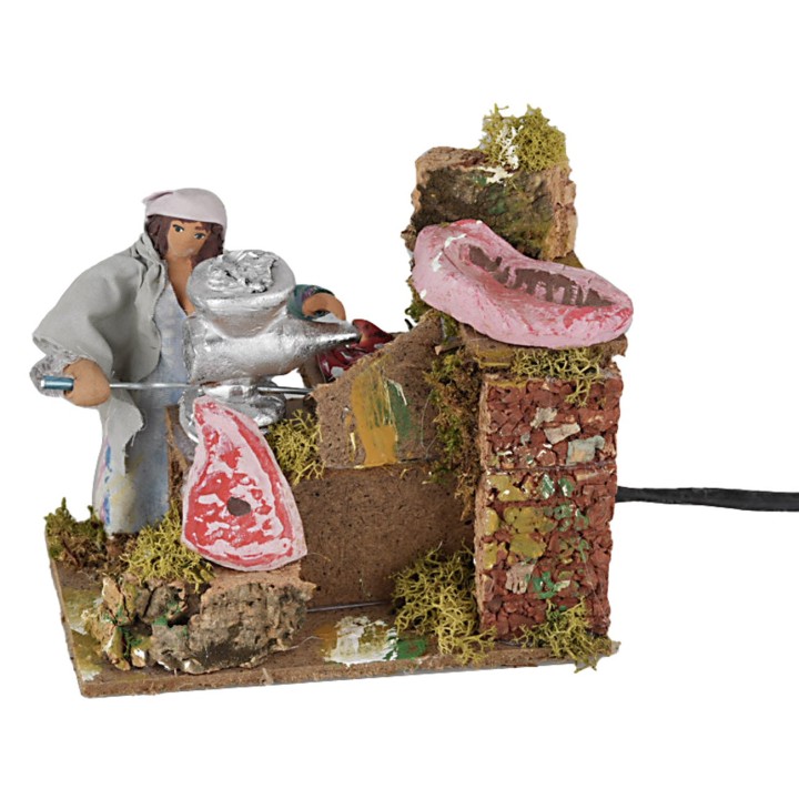 Woman stuffing sausages 10 cm in motion