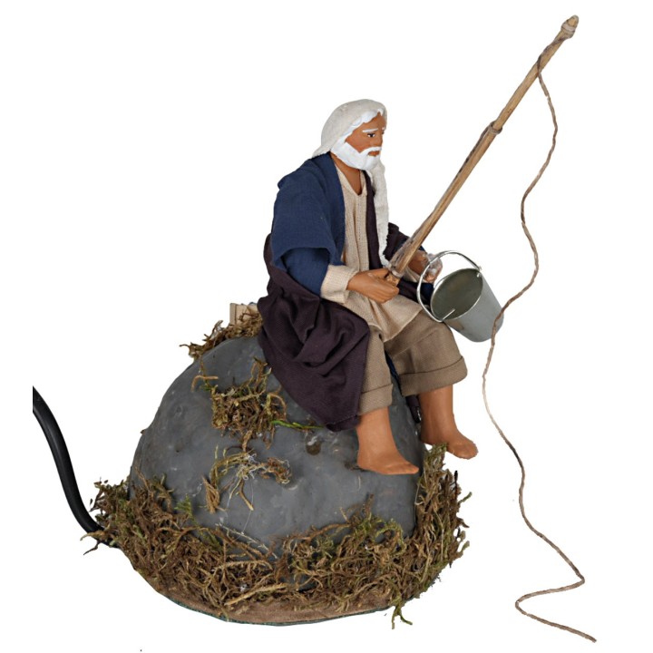 Seated fisherman 12 cm in motion