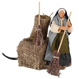 Woman with broom 12 cm in motion