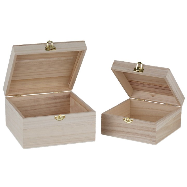 Set of two wooden boxes