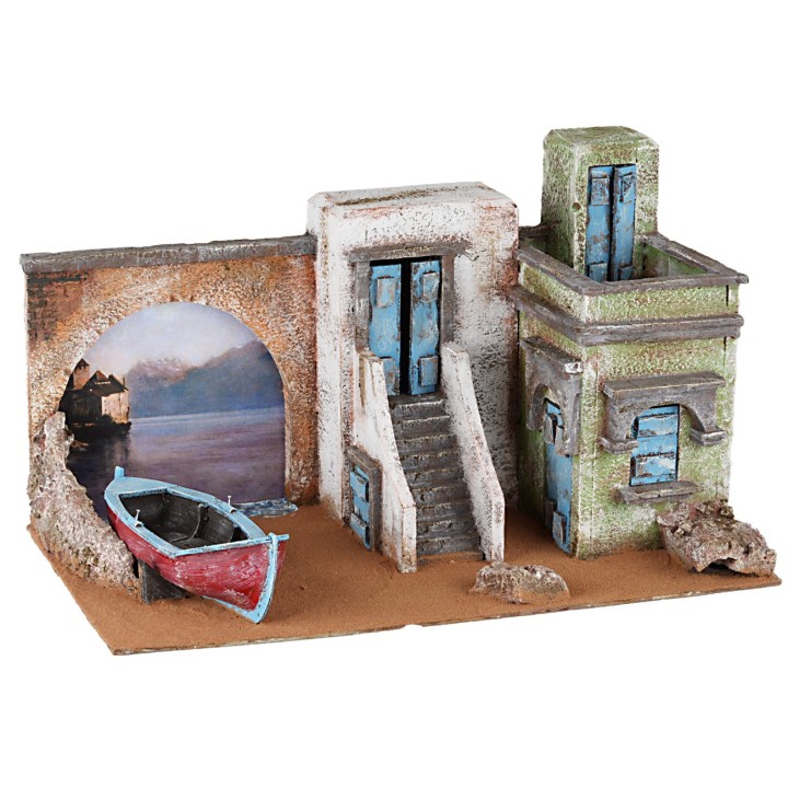 Ambientazione di mare con barca cm 50x30x28 h