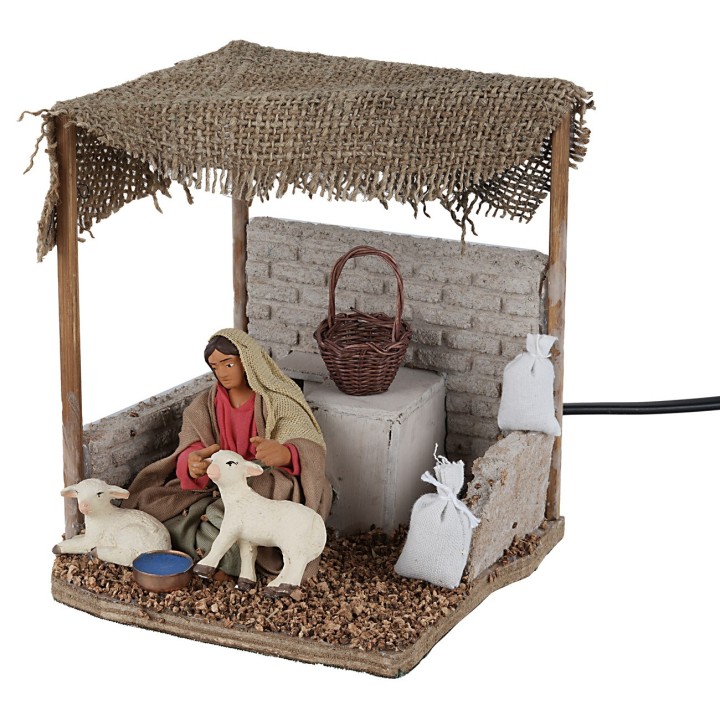 Woman with lambs 12 cm in motion