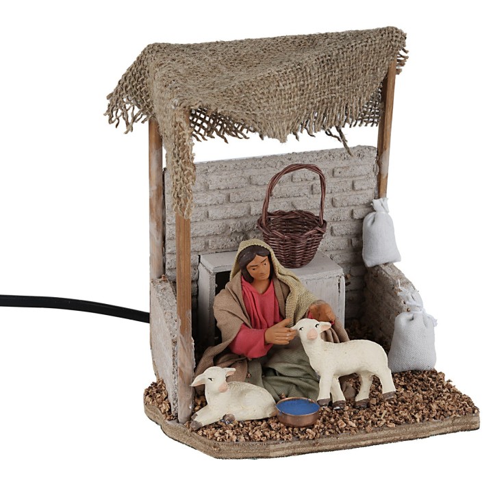 Woman with lambs 12 cm in motion
