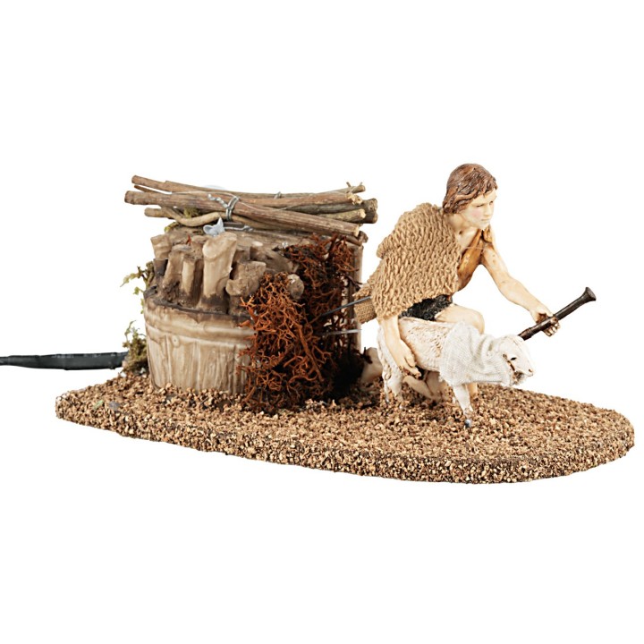 Boy with lamb 12 cm with double movement