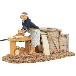 Young carpenter who planes series 12 cm in movement