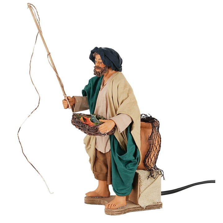 Pescatore con canna in movimento 24 cm