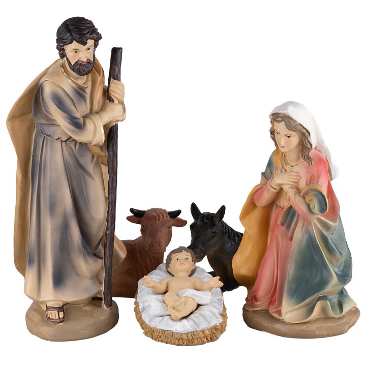 Set 11 soggetti Natività, Magi, angelo e pastore 40 cm in resina
