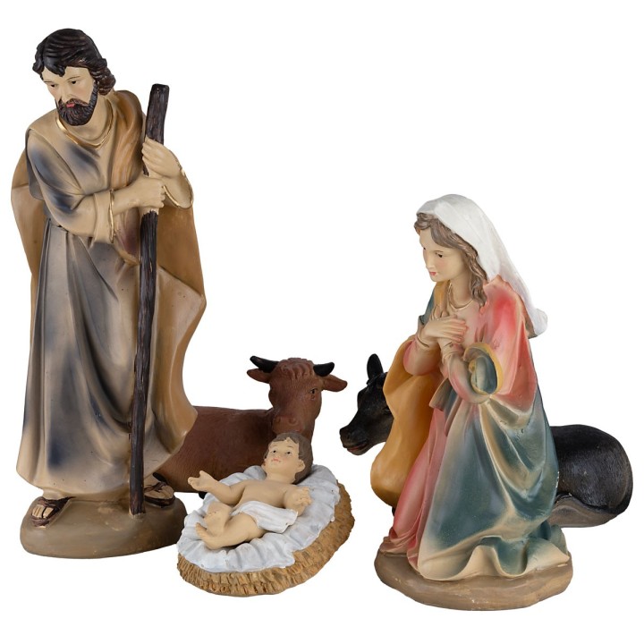 Set 11 soggetti Natività, Magi, angelo e pastore 40 cm in resina