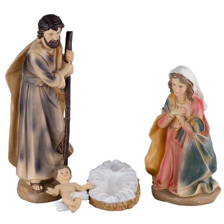 Conjunto de 11 figuras Natividad, Reyes Magos, ángel y pastor