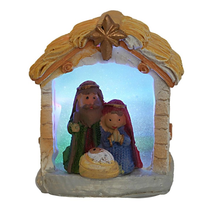 Natividad naïf iluminada con led cm 5x4,5x8 h