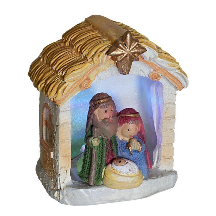 Natività naïf illuminata con led cm 5x4,5x8 h