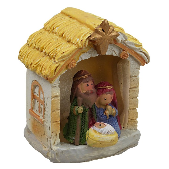 Natività naïf illuminata con led cm 5x4,5x8 h