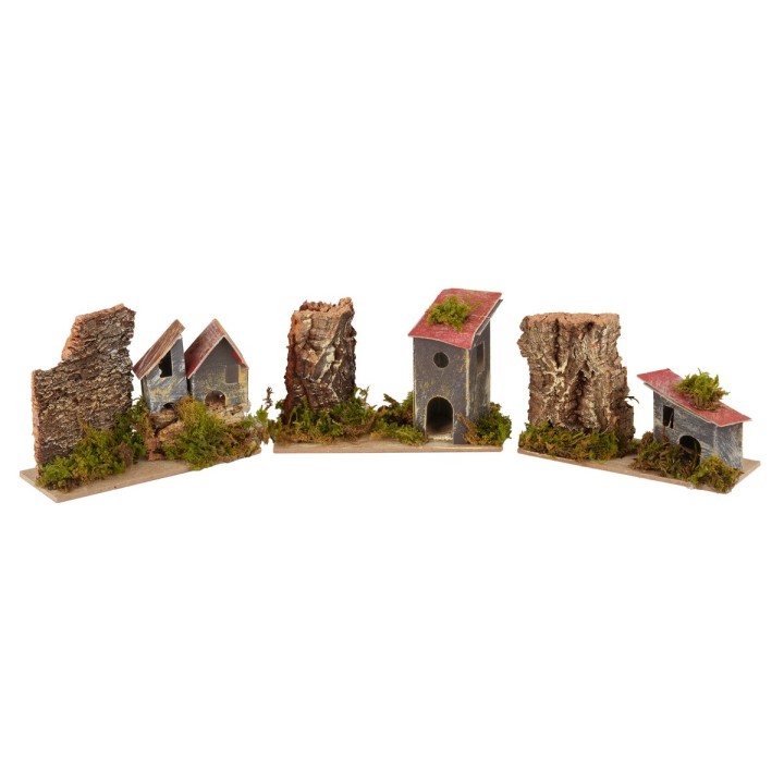 Set 3 nativity scene small houses cm 13x5x8 h