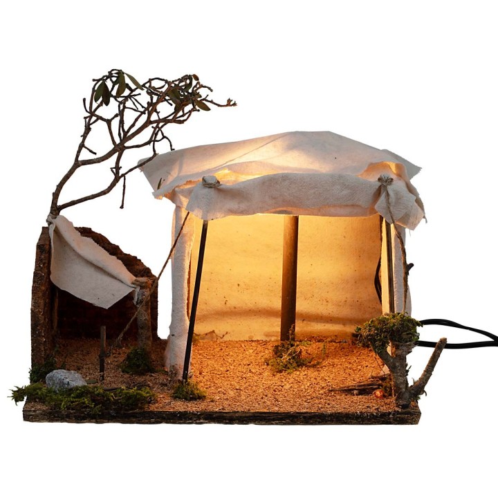 Tenda Araba illuminata con fuoco funzionante cm 30x22x25 h