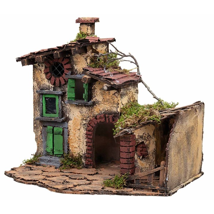 Casa con establo iluminado cm 36x29x31 h