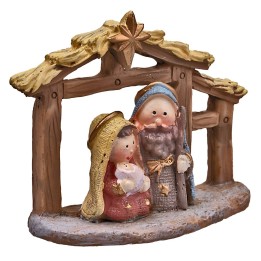 Natividad naïf con cabaña de cm 7x3x6,5 h