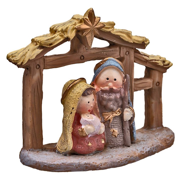 Natividad naïf con cabaña de cm 7x3x6,5 h