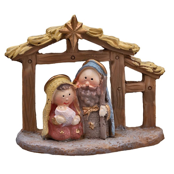 Natività naïf con capanna cm 7x3x6,5 h