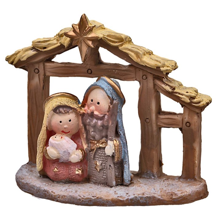 Natividad naïf con cabaña de cm 7x3x6,5 h