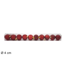 Set of 10 red balls ø 4 cm for Christmas tree