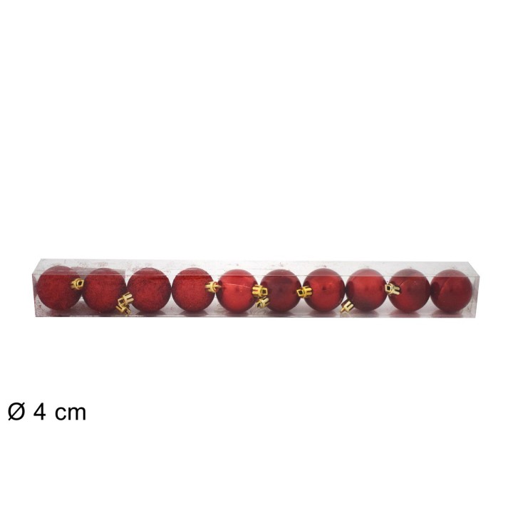 Set 10 palline rosse ø 4 cm per albero di Natale