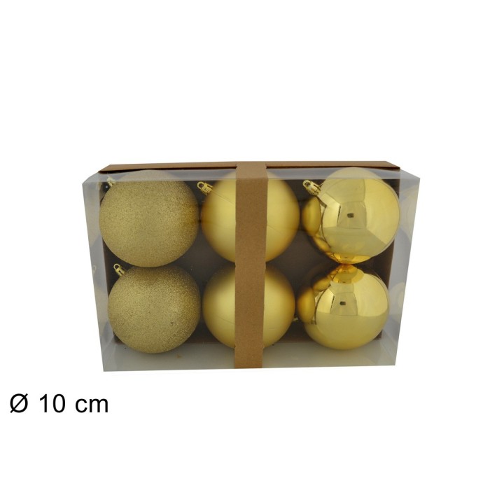 Set 6 palline oro ø 10 cm per albero di Natale