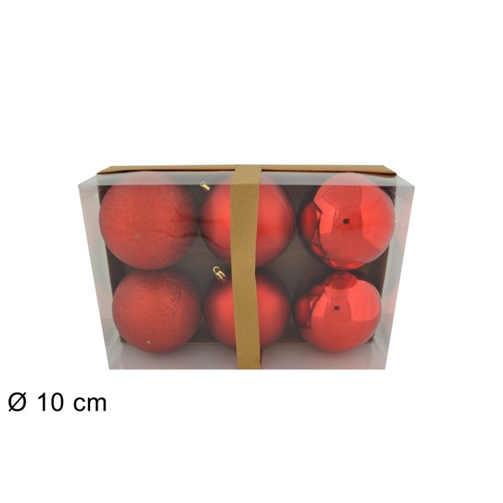 Set 6 palline rosse ø 10 cm per albero di Natale