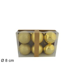Set of 6 gold balls ø 8 cm for Christmas tree