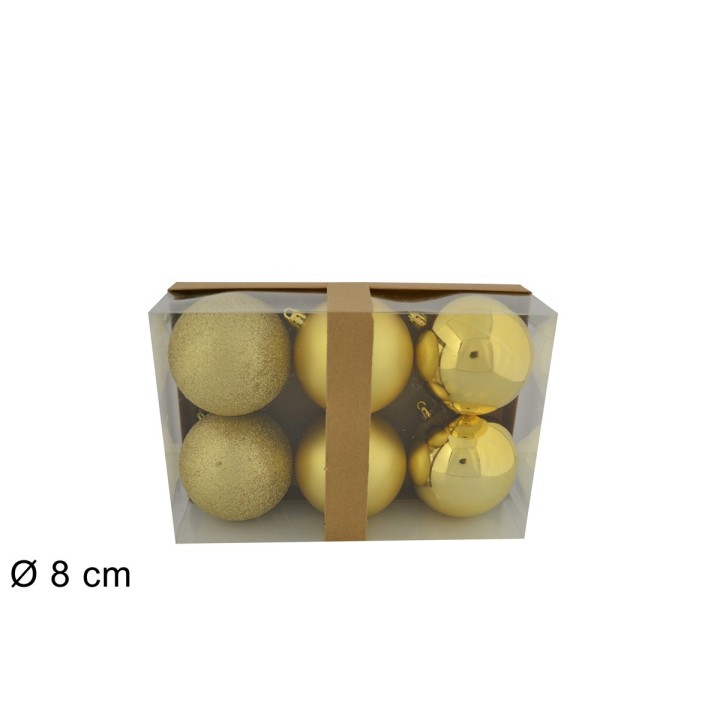 Juego de 6 esferas doradas ø 8 cm para árbol de Navidad