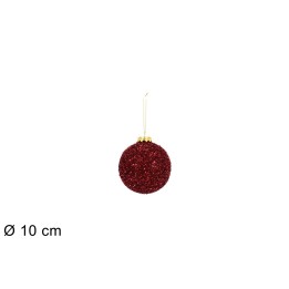 Palla con fili laminati rossa ø 10 cm per albero di Natale