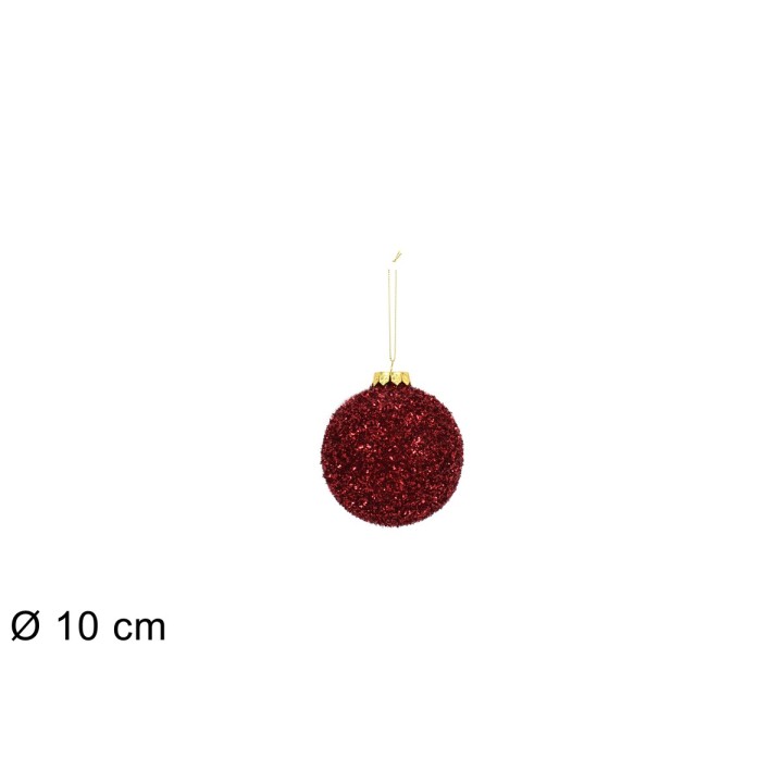 Bola con hilos laminados roja ø 10 cm para árbol de Navidad