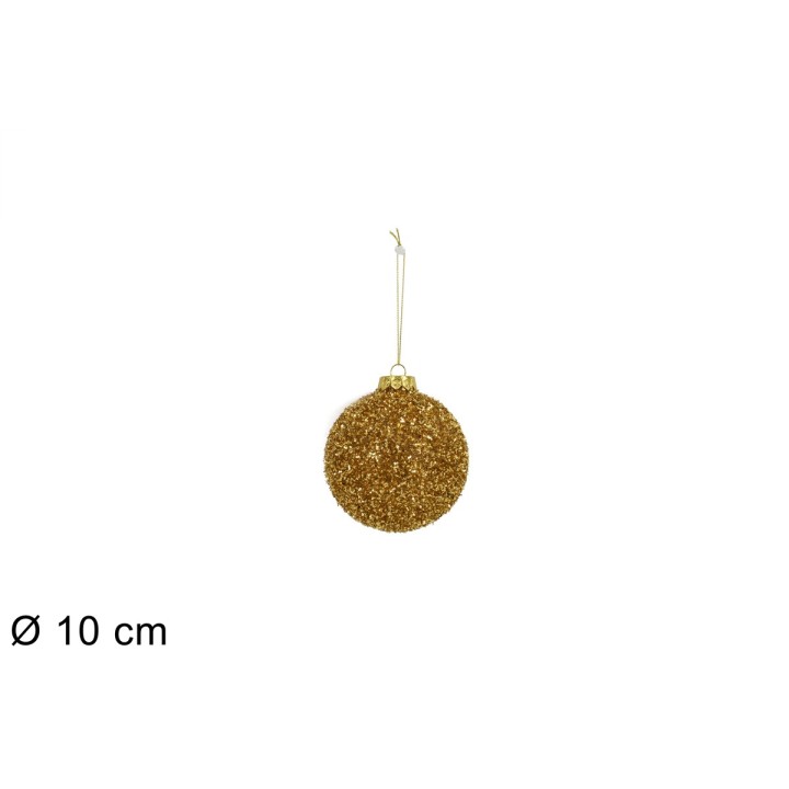 Bola con hilos laminados en oro ø 10 cm para árbol de Navidad