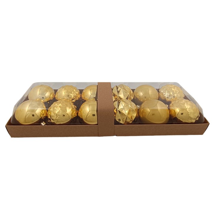 Set of 12 gold balls ø 8 cm for Christmas tree