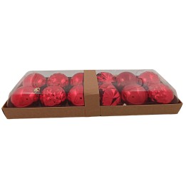 Set 12 bolitas rojas ø 8 cm para árbol de Navidad
