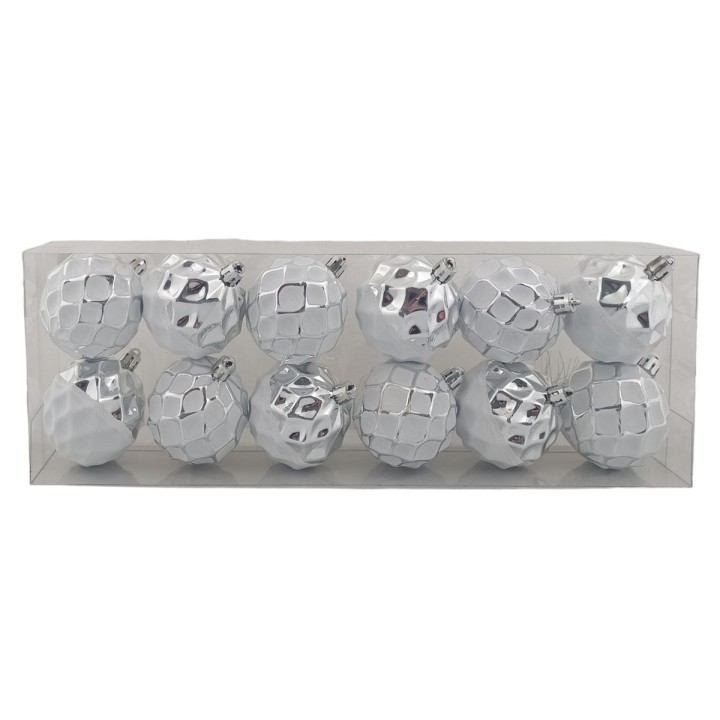 Conjunto de 12 bolitas plateadas ø 6 cm para árbol de Navidad