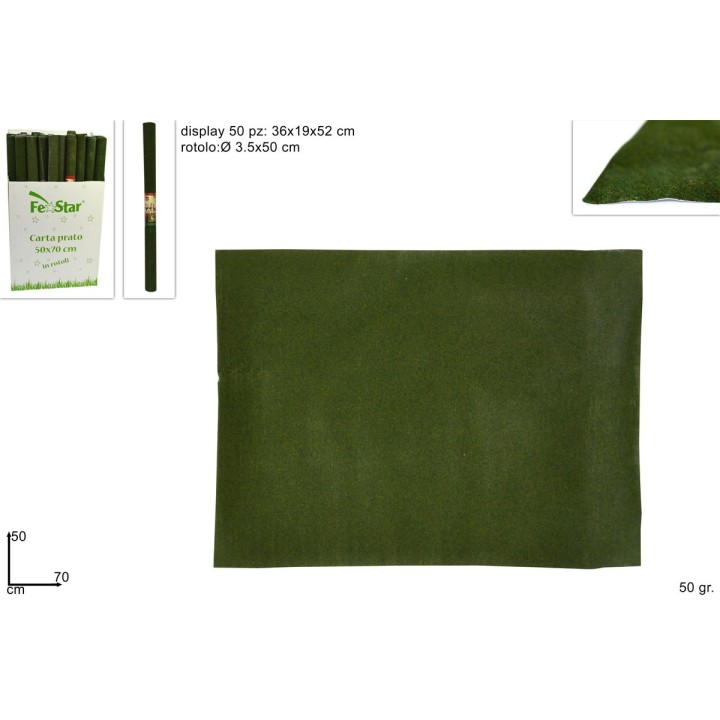 Velvet effect green grass paper cm 50x70