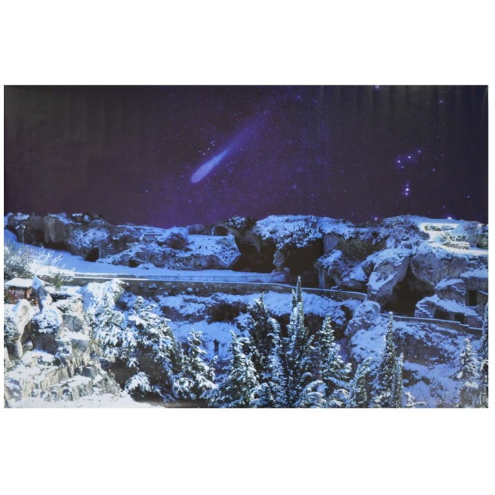Backdrop with snowy mountains and comet star 100x70 cm