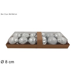 Set 12 palline argento ø 8 cm per albero di Natale