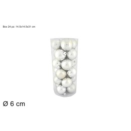 Set of 24 silver balls ø 6 cm for Christmas tree
